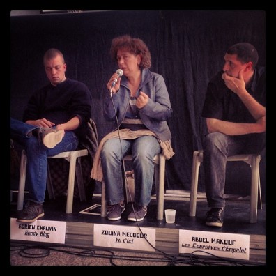 Adrien Chauvin (Bondy BLog), Zouina Meddour (Vu d'ici), et Abdel Makouf (Coursives)